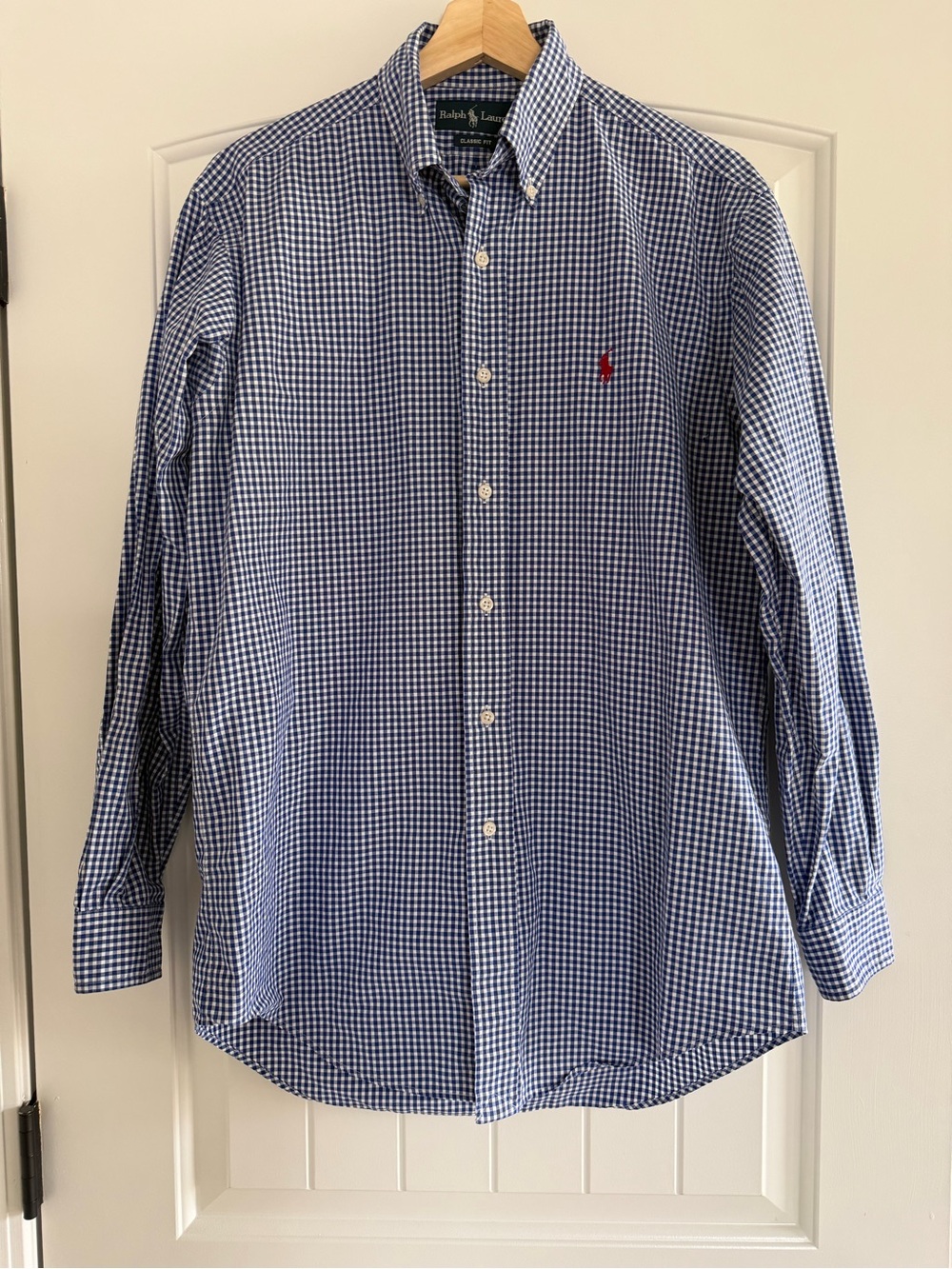 Polo by Ralph Lauren Blue Gingham Button-Down Shirt Red Pony Size Small